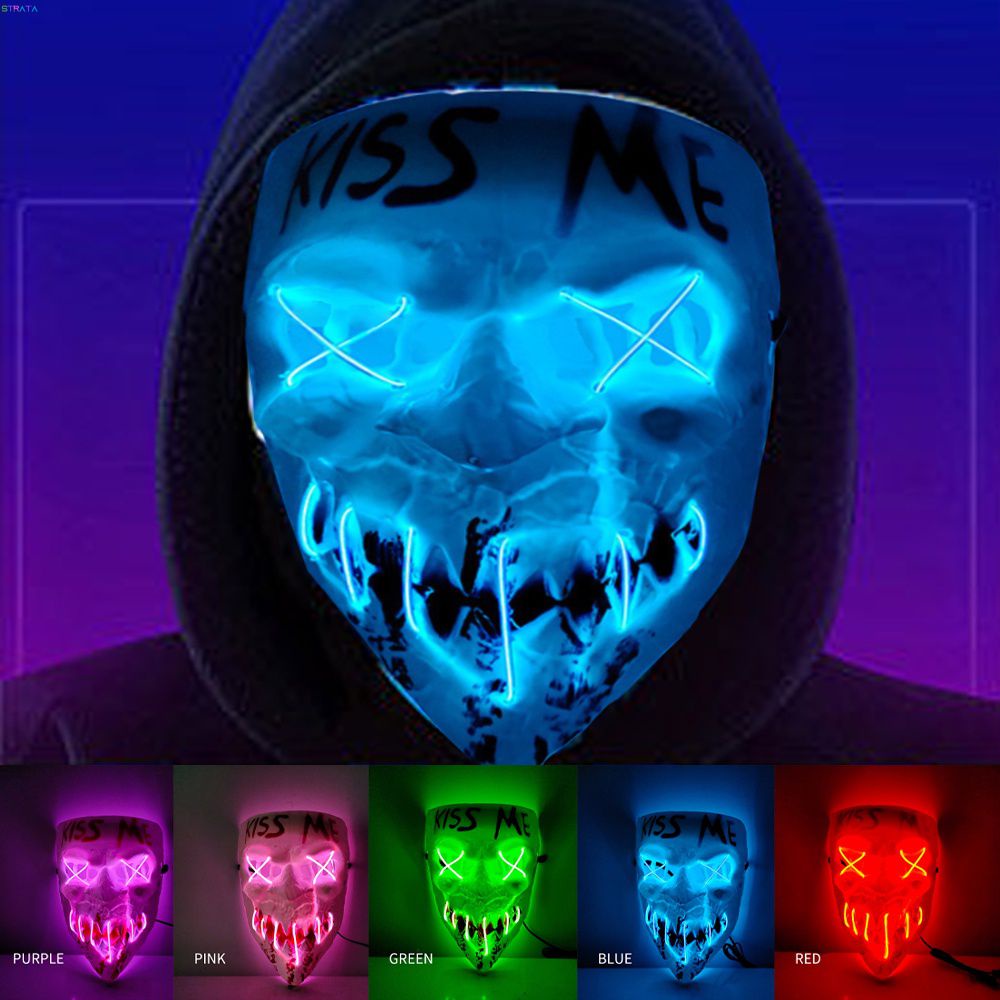 Kiss me máscara luminosa Máscara De Limpieza Led De Halloween Purga