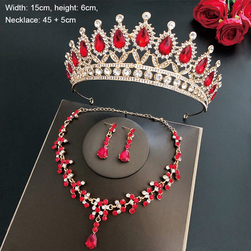 Juego De Tiaras De Novia De Boda Corona Con Pendientes Kit Y Necklack