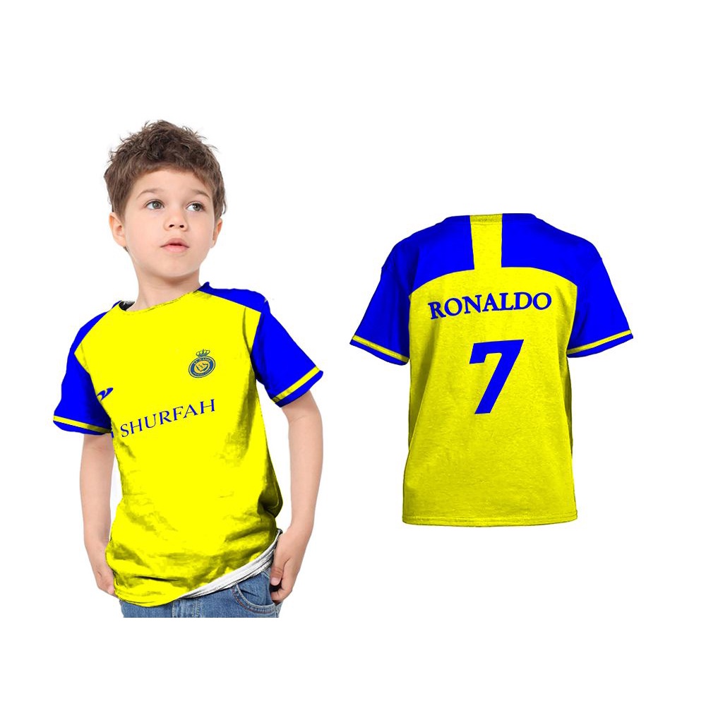 Kaos Anak Jersey Al Nassr CR7 Fullprint Personalizado Cristiano Ronaldo