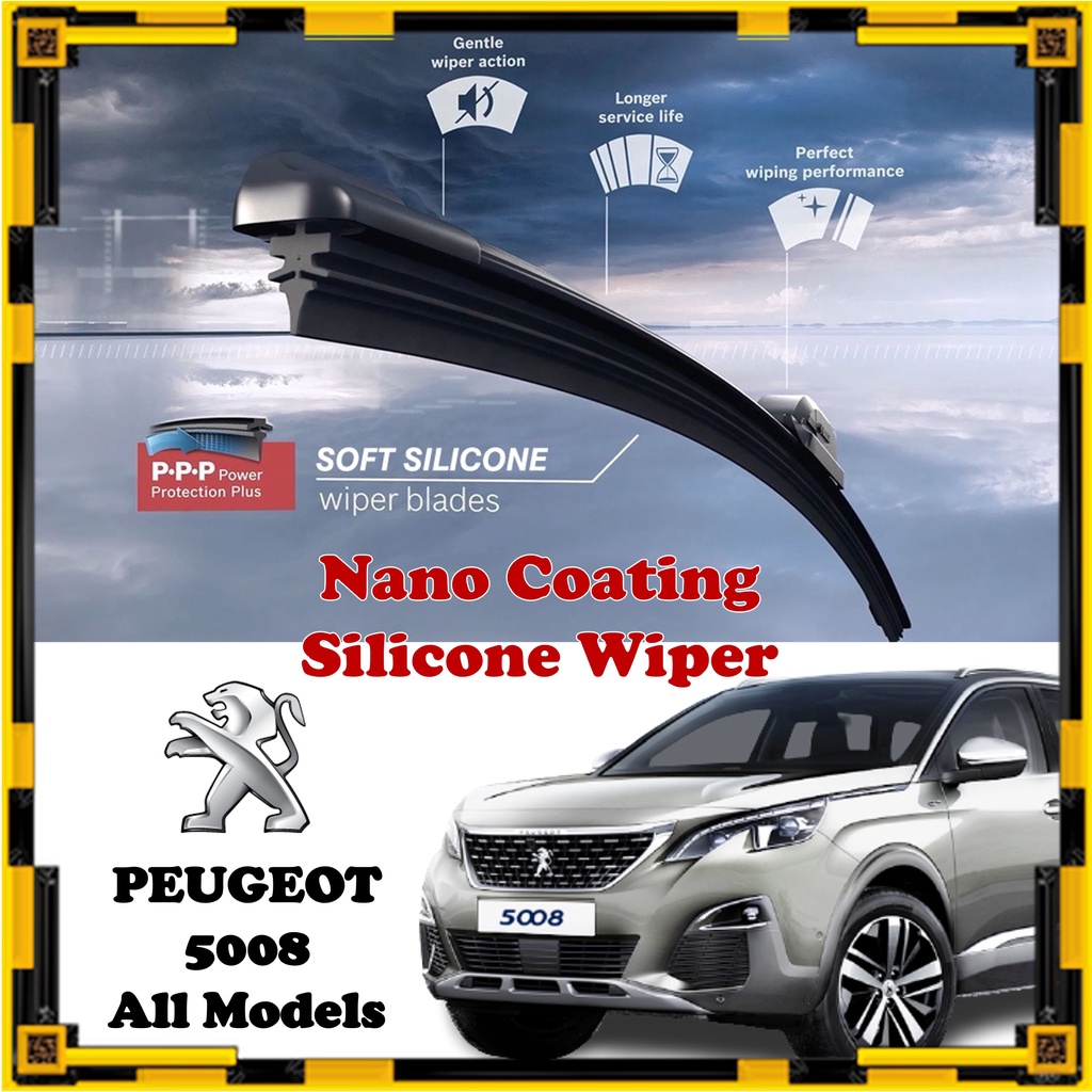 Peugeot 5008 Nano Coating Soft Silicone Car Wiper Blades 1 Pair