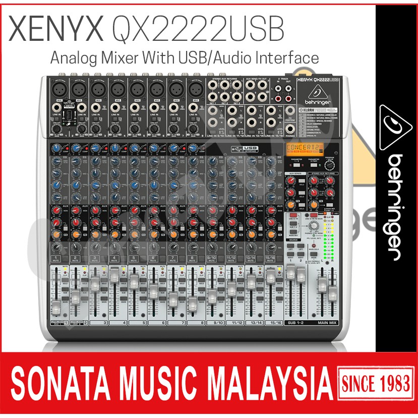 Behringer Xenyx QX2222USB Mixer with USB and Effects (XenyxQX2222USB