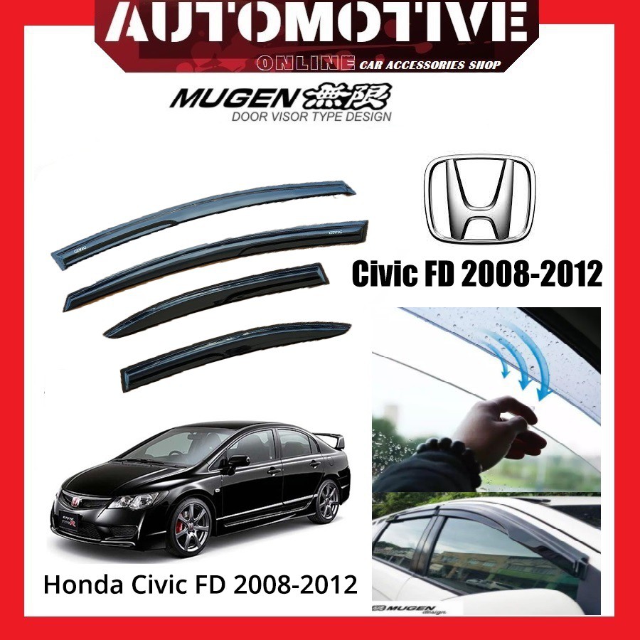 Honda Civic FD 2008-2012 (4pcs/set) Door Visor Mugen Style Air Press