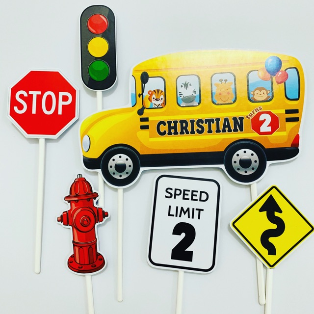 The Wheels On The Bus Topper Birthday Cake/Birthday Cake Decoration