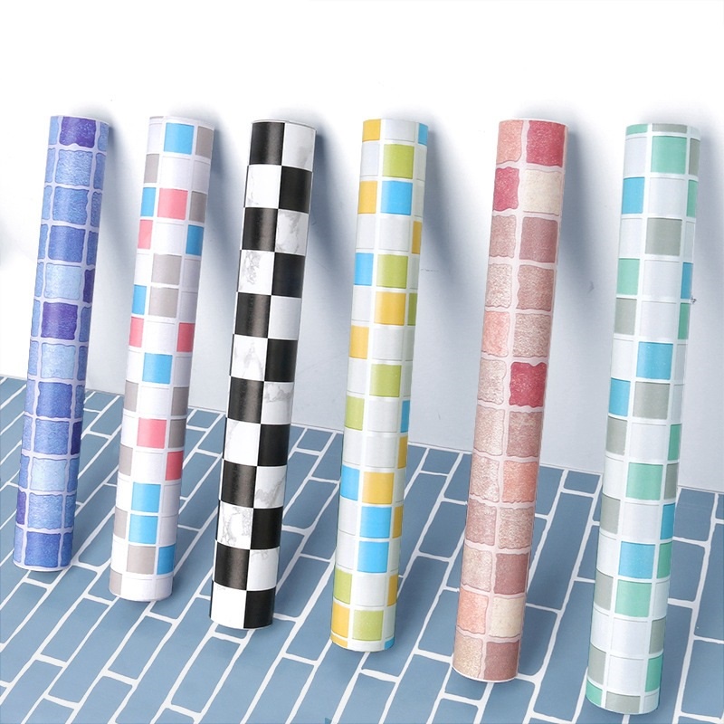 Mosaic Tile Sticker pvc wallpaper sticker Toilet wallpaper kertas