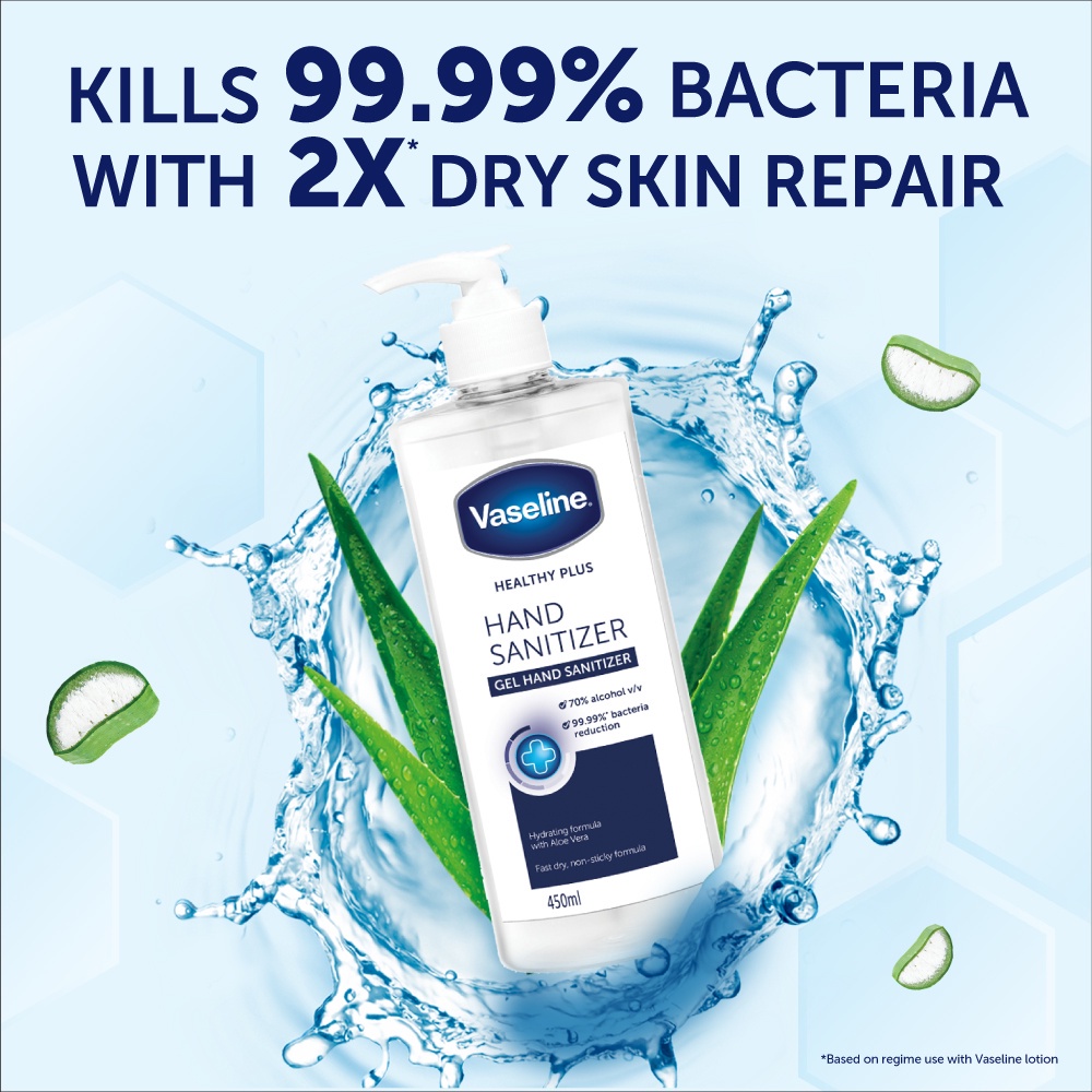 Vaseline Hand Sanitizer Healthy Plus 450ml Gel Kill Bacterial Shopee
