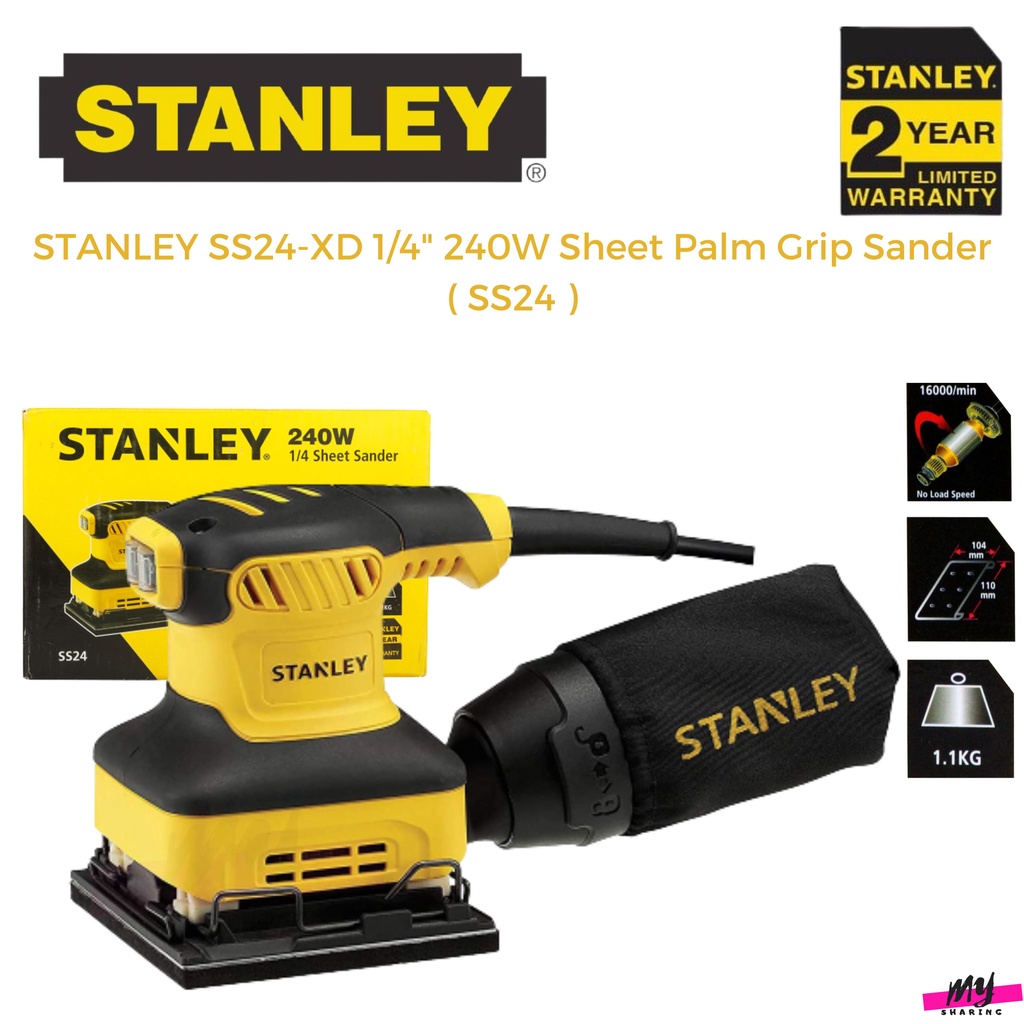 STANLEY SS24XD 1/4" 240W Sheet Palm Grip Sander ( SS24 ) Shopee Malaysia