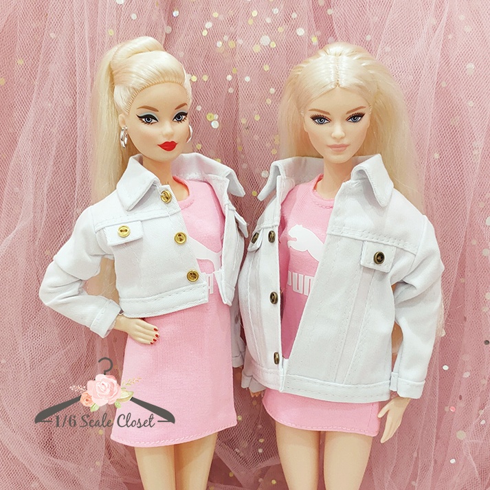 Barbie Doll Clothes Curvy Doll Clothes Blythe Doll Clothes Unisex White Denim Jacket (Jacket