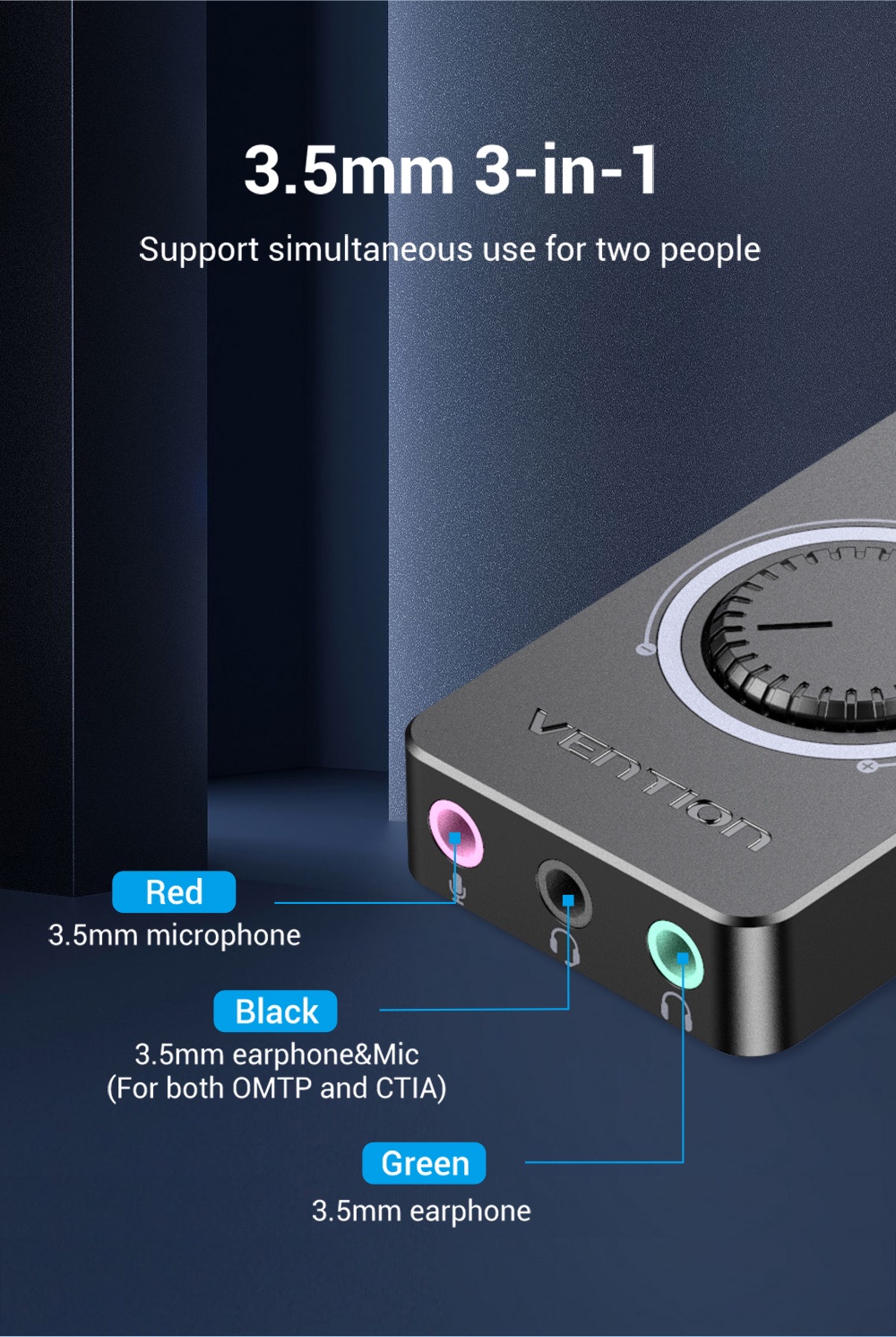 Vention Sound Card USB External Stereo Sound Adapter Audio Card 3.5mm Audio Adapter Gaming