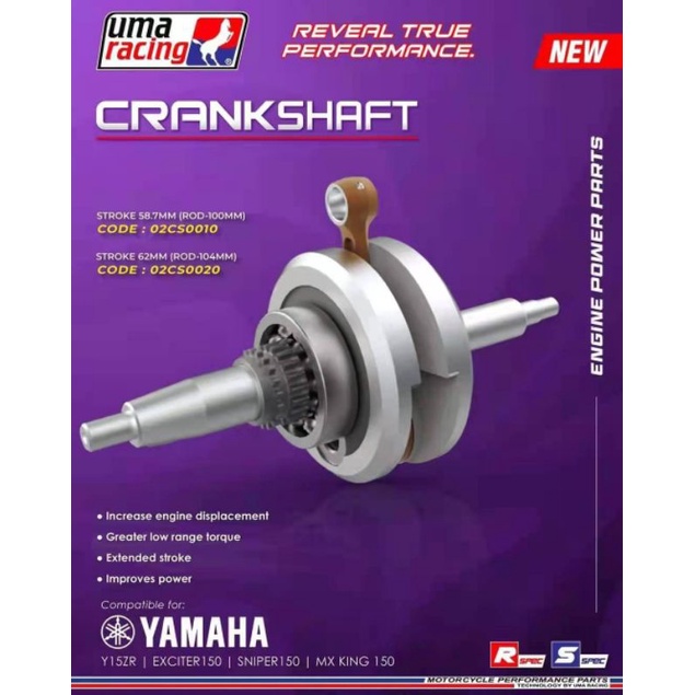 Uma Crankshaft Racing Yamaha Y15ZR Jack Rod FZ LC5s 100mm Std 104mm 3