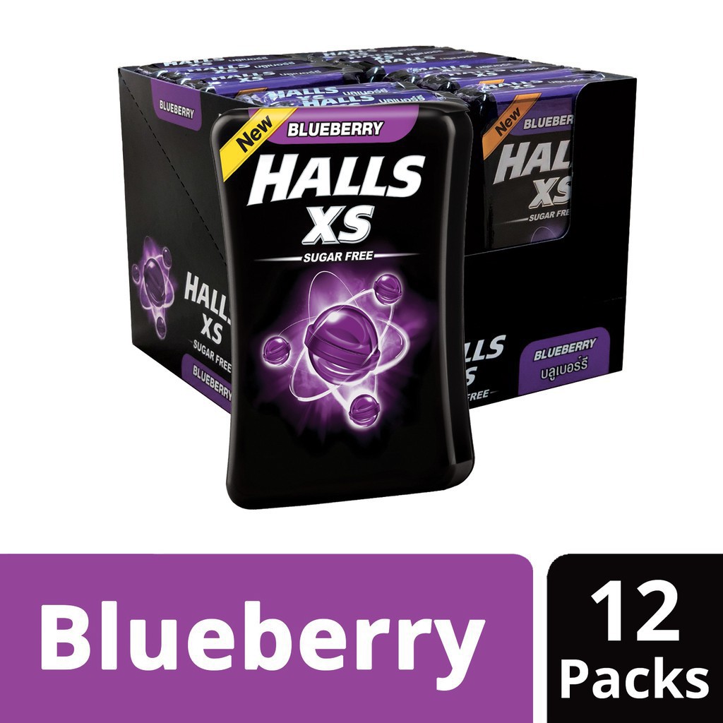 12 Packs Halls XS Blueberry Sugar Free Mint Sweet (LOCAL READY STOCKS