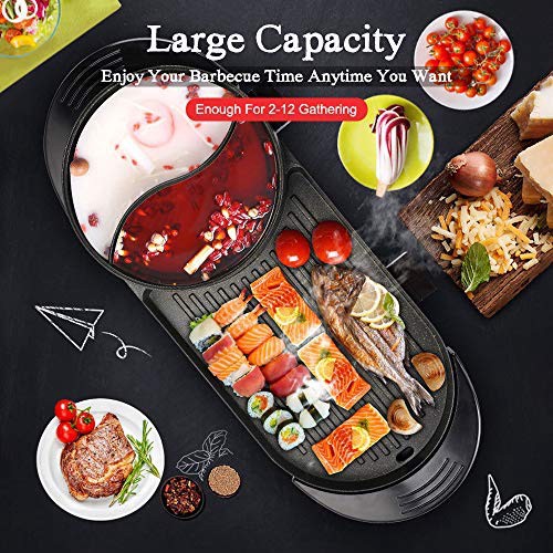 HOT Korean Pan Grill BBQ Grill Nonstick Pan with Shabu Shabu Electric