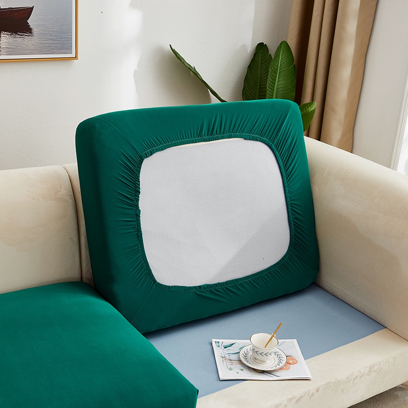 14Seat Solid Color Ice Silk Stretchy Sofa Seat Cushion Cover Couch Slipcovers Protector