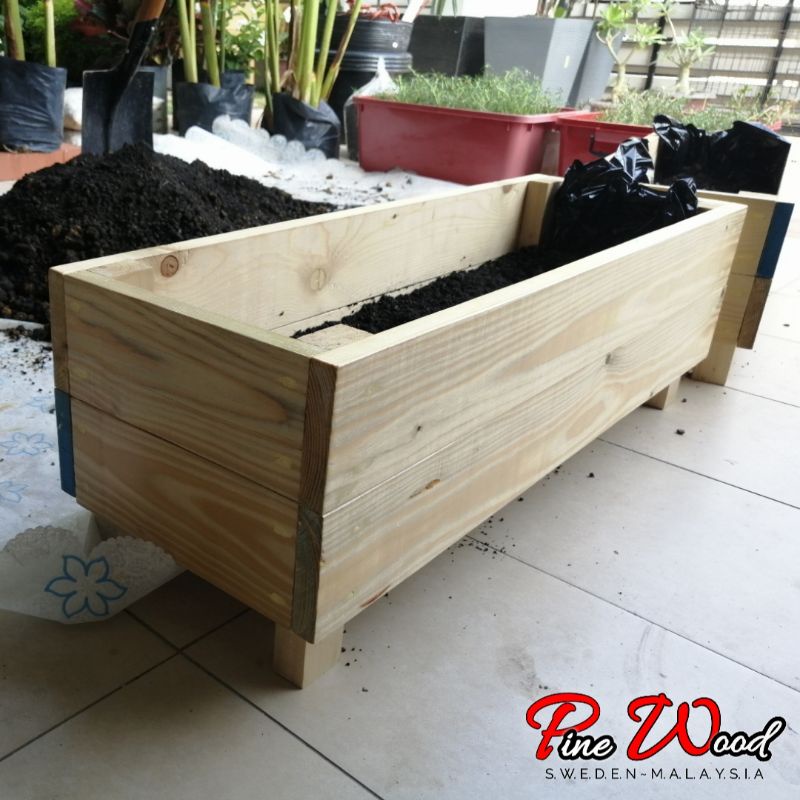 [[PINE WOOD]] WOODEN PLANTER BOX/KOTAK TANAMANNEW PINE WOOD/KAYU PINE