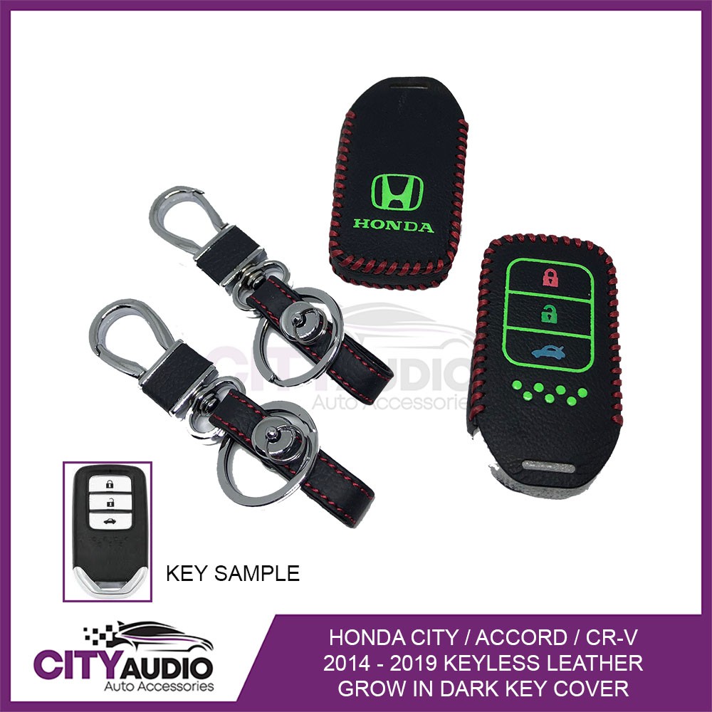 HONDA CITY / ACCORD / CR-V 2014 - 2019 KEYLESS LEATHER GROW IN DARK KEY