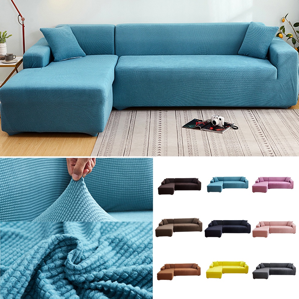 Thick Lshaped Sofa Cover Velvet Solid Color 1/2/3/4 Seater Sofa