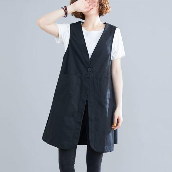 Cotton Linen Vest Jacket Women's MidLength Spring Summer Plus Size