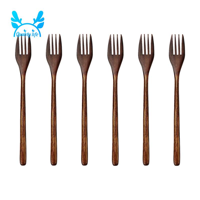 Wooden Forks, 6 Pieces EcoFriendly Japanese Wood Salad Dinner Fork