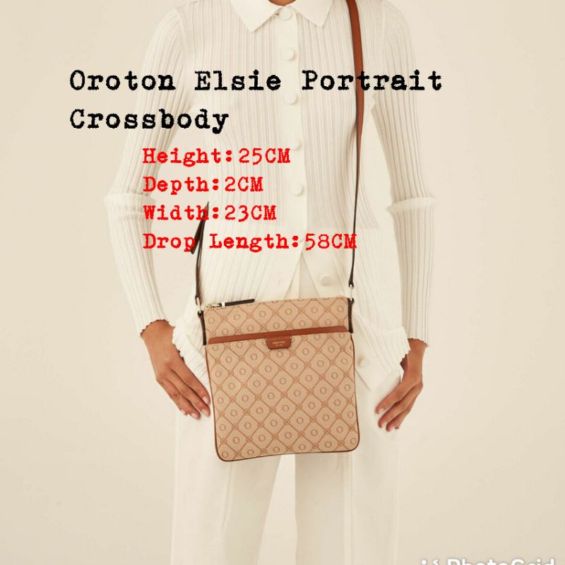💯Oroton Elsie Portrait Crossbody Cognac/Biscotti Shopee Malaysia