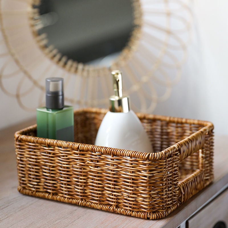 FREE Shipping WindSing Rattan Storage Baskets with Handles Rectangle