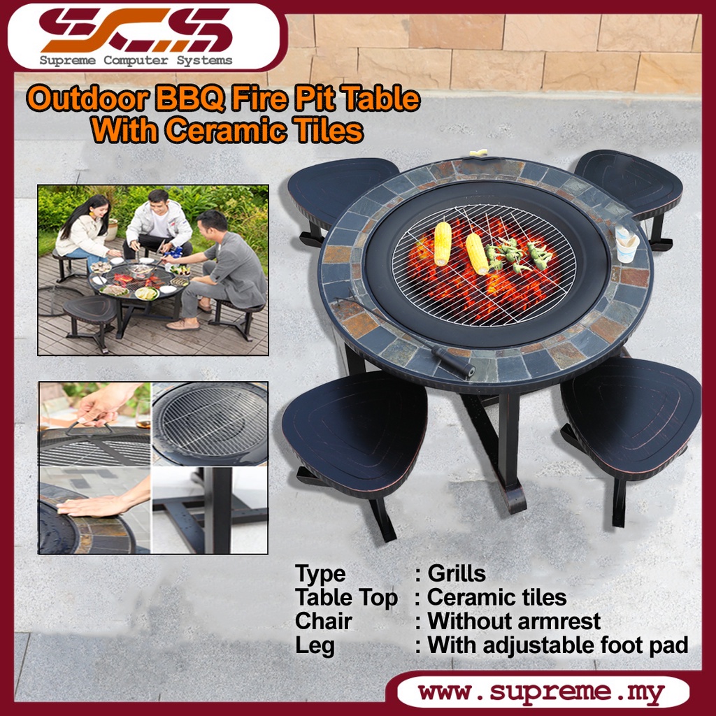 Garden Outdoor BBQ Table and Chair with Ceramic Tiles for Family