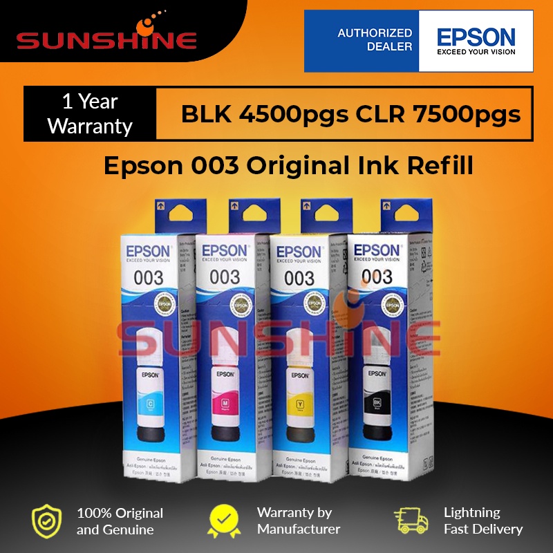 EPSON 003 Original Refill Ink For L3110 / L3150 / L3250 / L3256 L1110