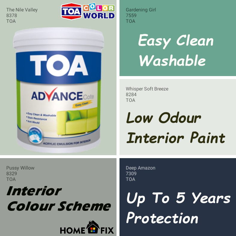 Cat rumah TOA Paint Advance Cote Easy Clean Interior Paint Washable Low