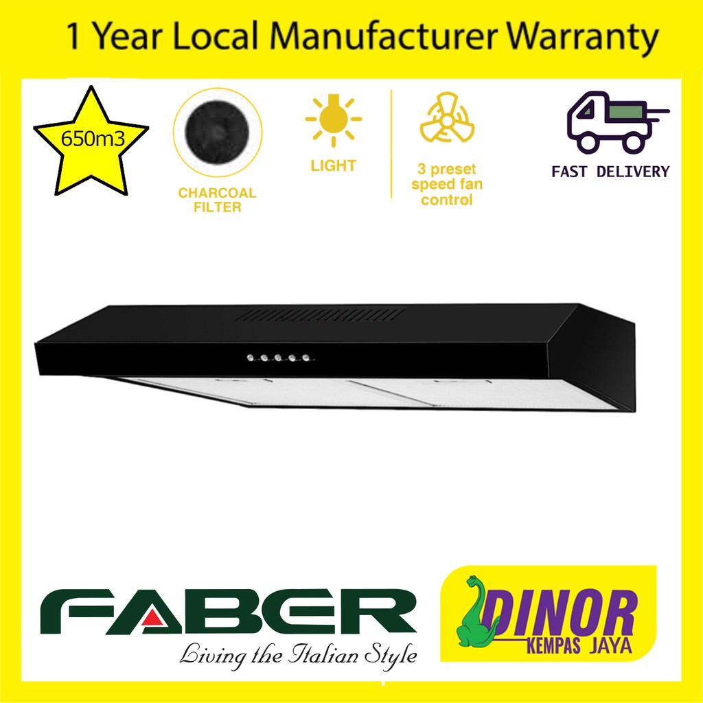 Faber Slim Cooker Hood Recirculating System FABERJET CLASSO 7633BK Matt
