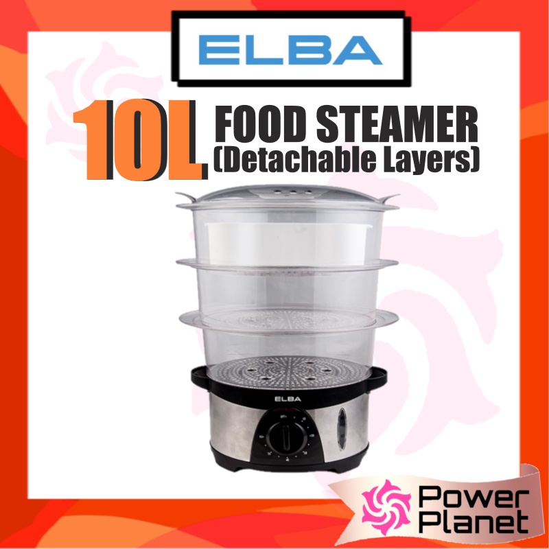 Elba 10L Food Steamer Stainless Steel EFSG1035(SS) 3 Detachable Layers