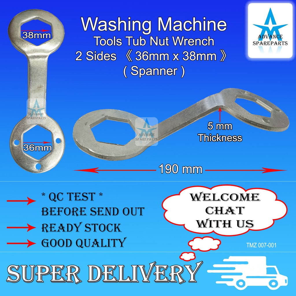 Washing Machine Mechanism Tools Tub Nut Wrench 2 Sides 《36mm x 38mm》 ( Spanner ) Shopee Malaysia