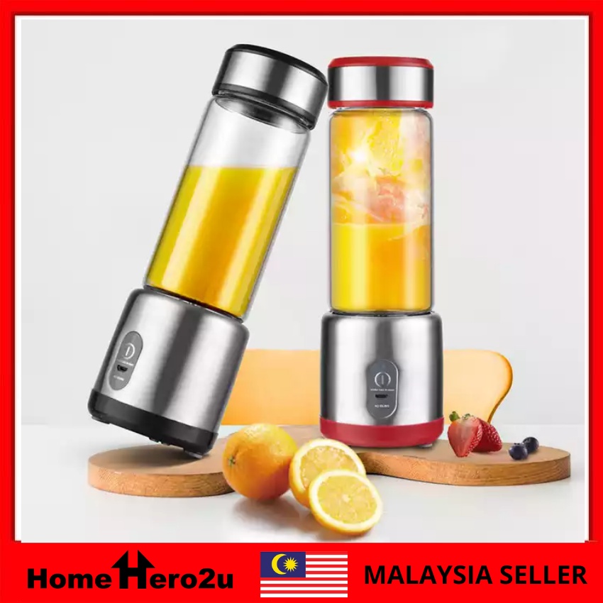 USB Portable Rechargeable Electric Juice Blender / Glass Jar / 6 Sharp Blades / Long Lasting