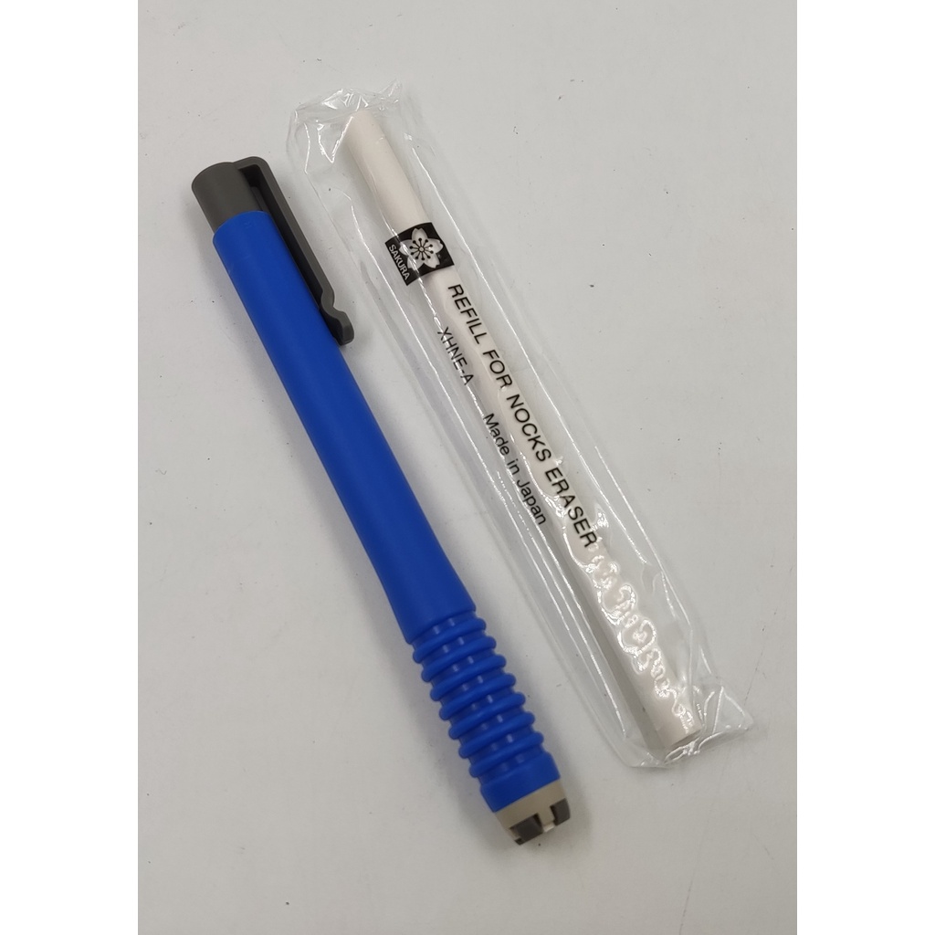 SAKURA White Retractable Nock Auto Eraser Pen Refillable Dust Free