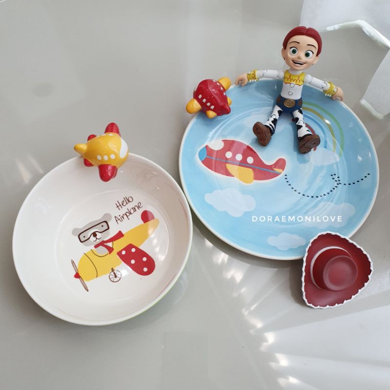 Aeroplane Design Ceramic Plate & Bowl Set (Set) Shopee Malaysia