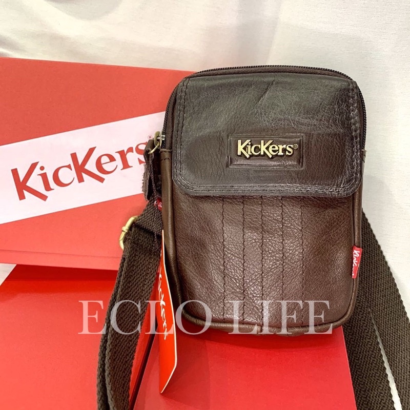 Kickers Sling Bag Pouch Bag (2 in 1) Original Genuine Leather Attach With Belt [88509] Shopee