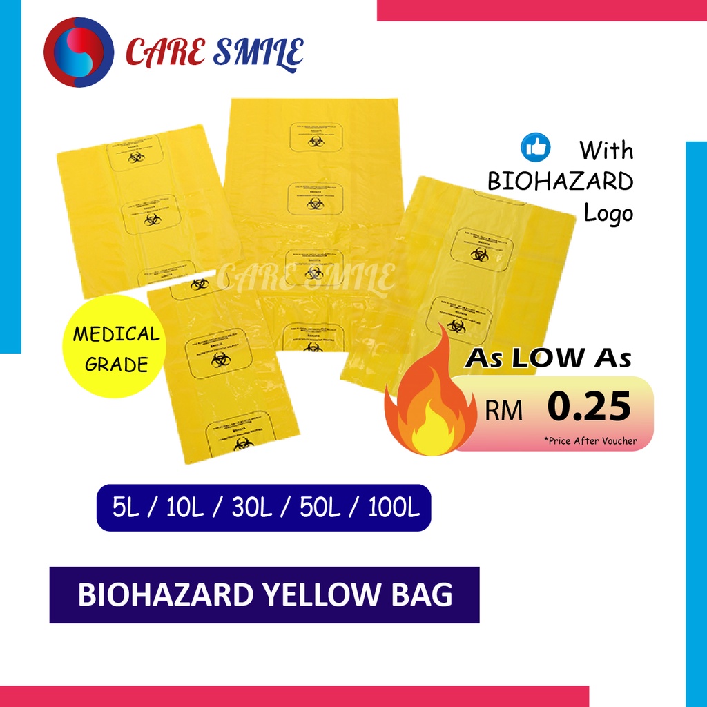 Biohazard Bag Clinical Waste Yellow Waste Bin Bag Medical Waste