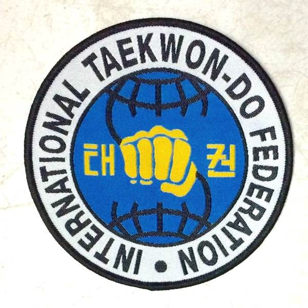Embroidery Sew On Uniform Patch Taekwondo ITF WTF Logo Uniform Baju TM