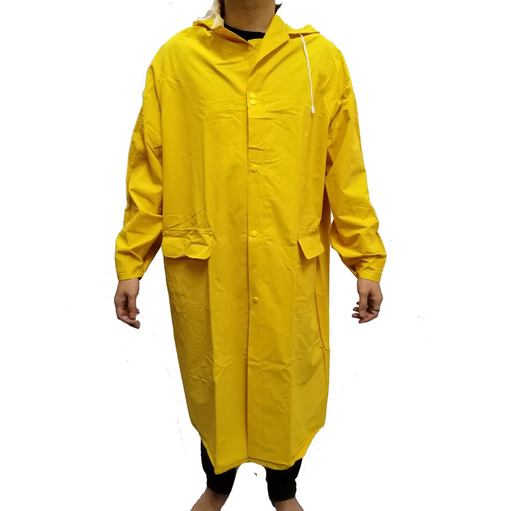 Heavy Duty Rain Coat (760g)/ (1.05kg) Raincoat with Button Yellow Color (1 piece set) baju hujan
