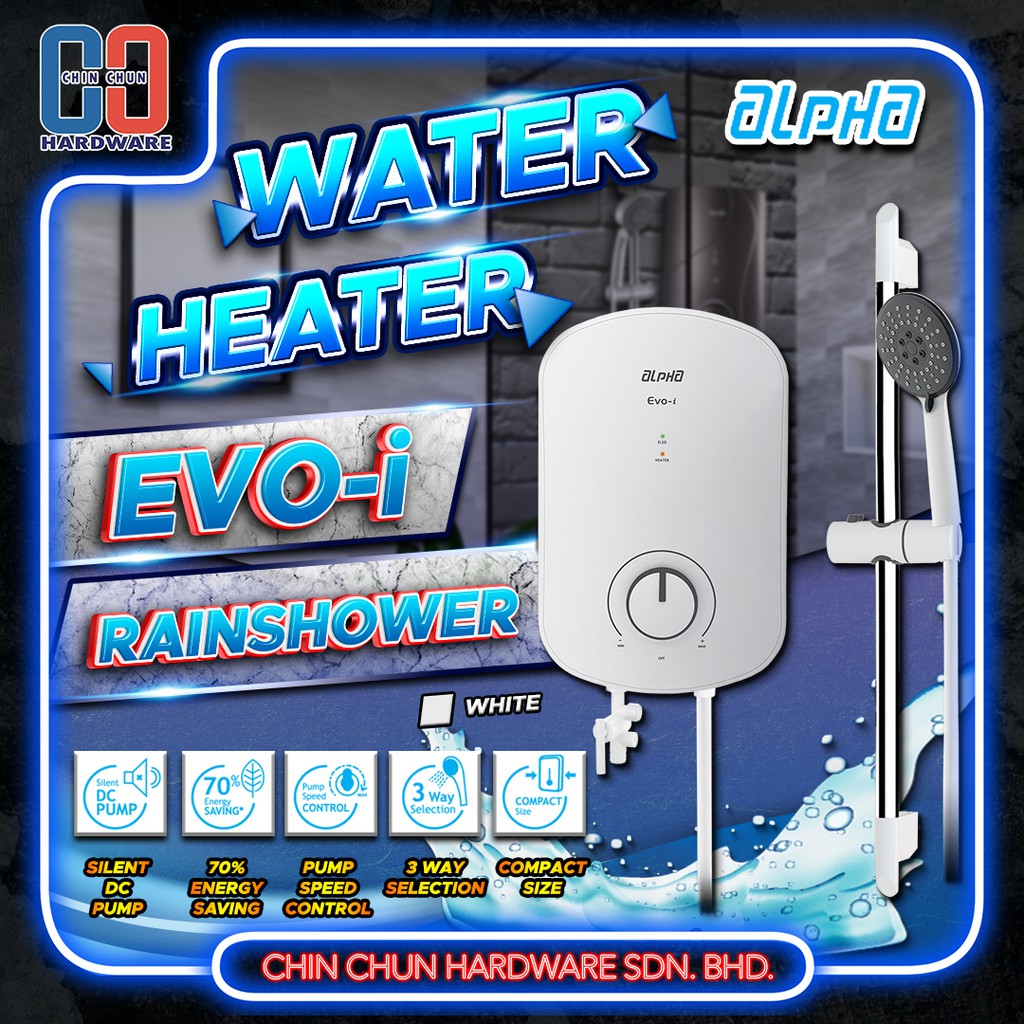 Alpha Instant Water Heater+Shower Head EVOi EVOi Matt BlackWhite