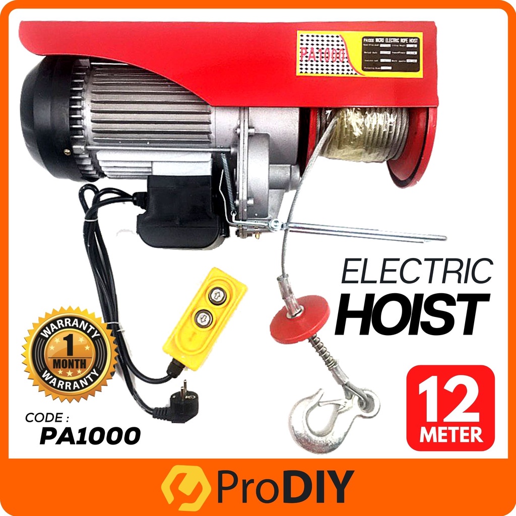 PA1000 Hoist 12M Wire Rope Mini Electric Hoist (1800w) Shopee Malaysia