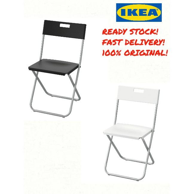 🔥READY STOCK🔥 IKEA GUNDE Folding chair, white black kerusi lipat plastik kerusi ikea plastic