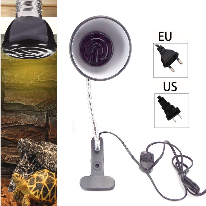 Turtle Warm Light Kit 220V Pet Reptile Heat Lamp Clip Holder E27 Holder