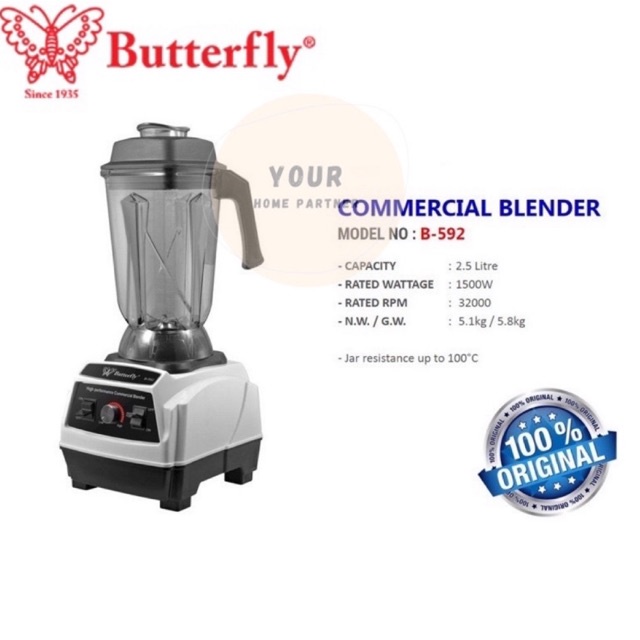 Butterfly Commercial Heavy Duty Blender B592 1500W Shopee Malaysia