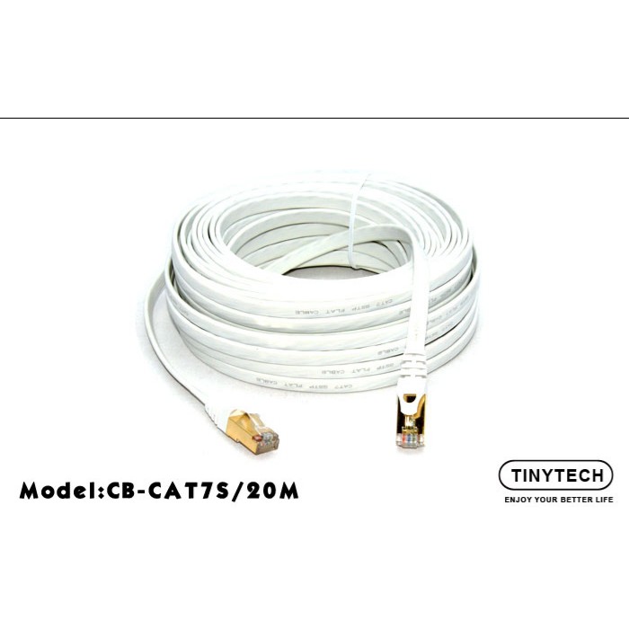 TINYTECH CAT7 CAT 7 NETWORK FLAT CABLE WHITE 20 METER Shopee Malaysia