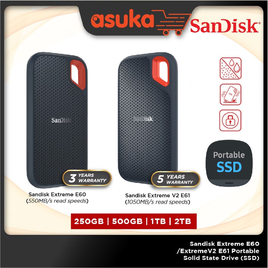 Sandisk Extreme / Extreme V2 / E61 / E30 480GB / 500GB / 1TB / 2TB