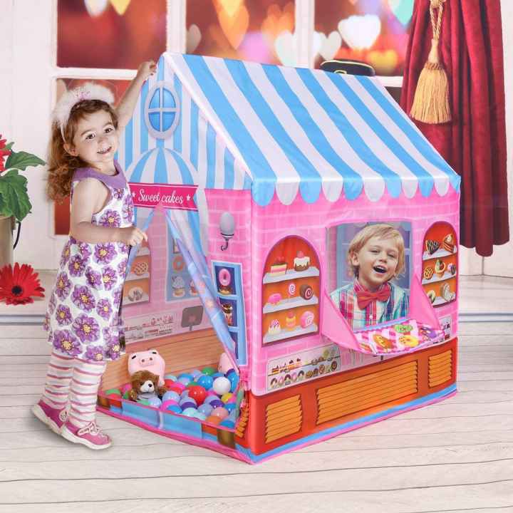 Kids Pretend Play Pink Pop Up Playhouse Sweets Shop Candy House Toy