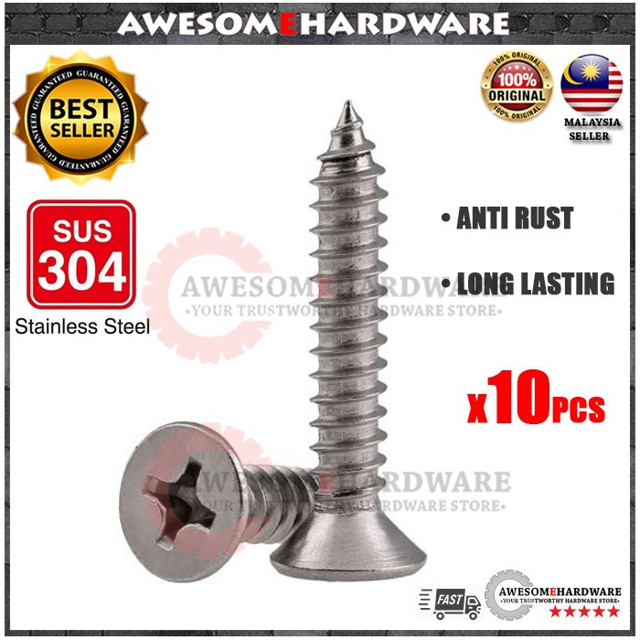 (10PCS) 8 4.2MM SUS304 STAINLESS STEEL ANTIRUST SELF TAPPING SCREW