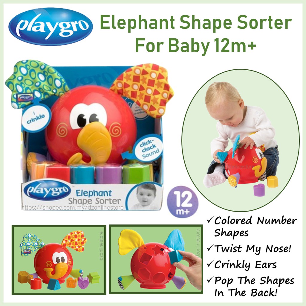 PLAYGRO Elephant Shape Sorter For Baby 12m+ Shopee Malaysia
