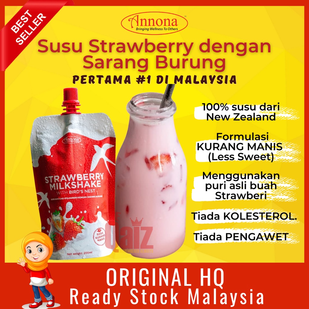 Annona Susu Strawberi Sarang Burung 200ml Strawberry Milk shake Birds