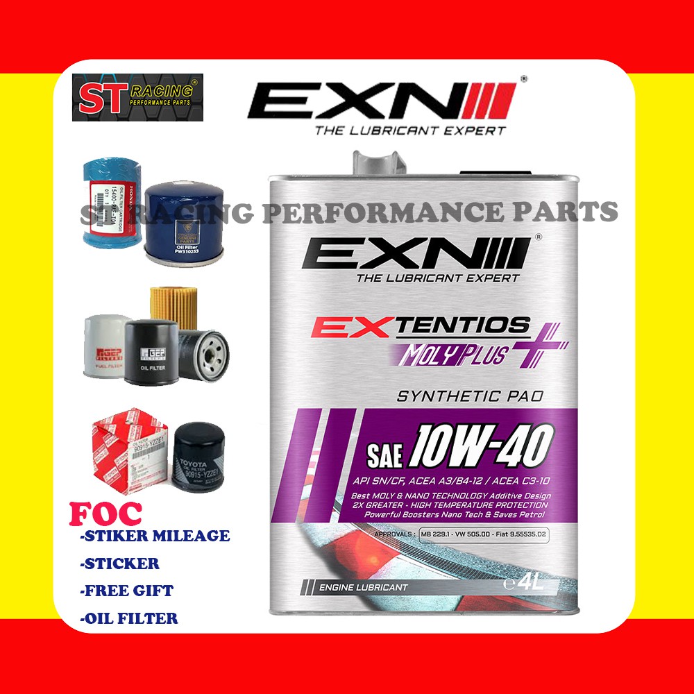 EXN CARIOS MOLYPLUS FULLY SYNTHETIC SAE 10W40 ENGINE OIL (4L) [FOC
