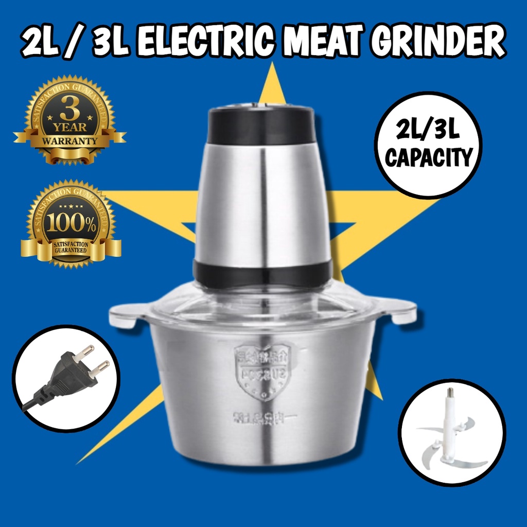 2L / 3L Stainless Steel Meat Mincer Food Blender Kering Food Grinder