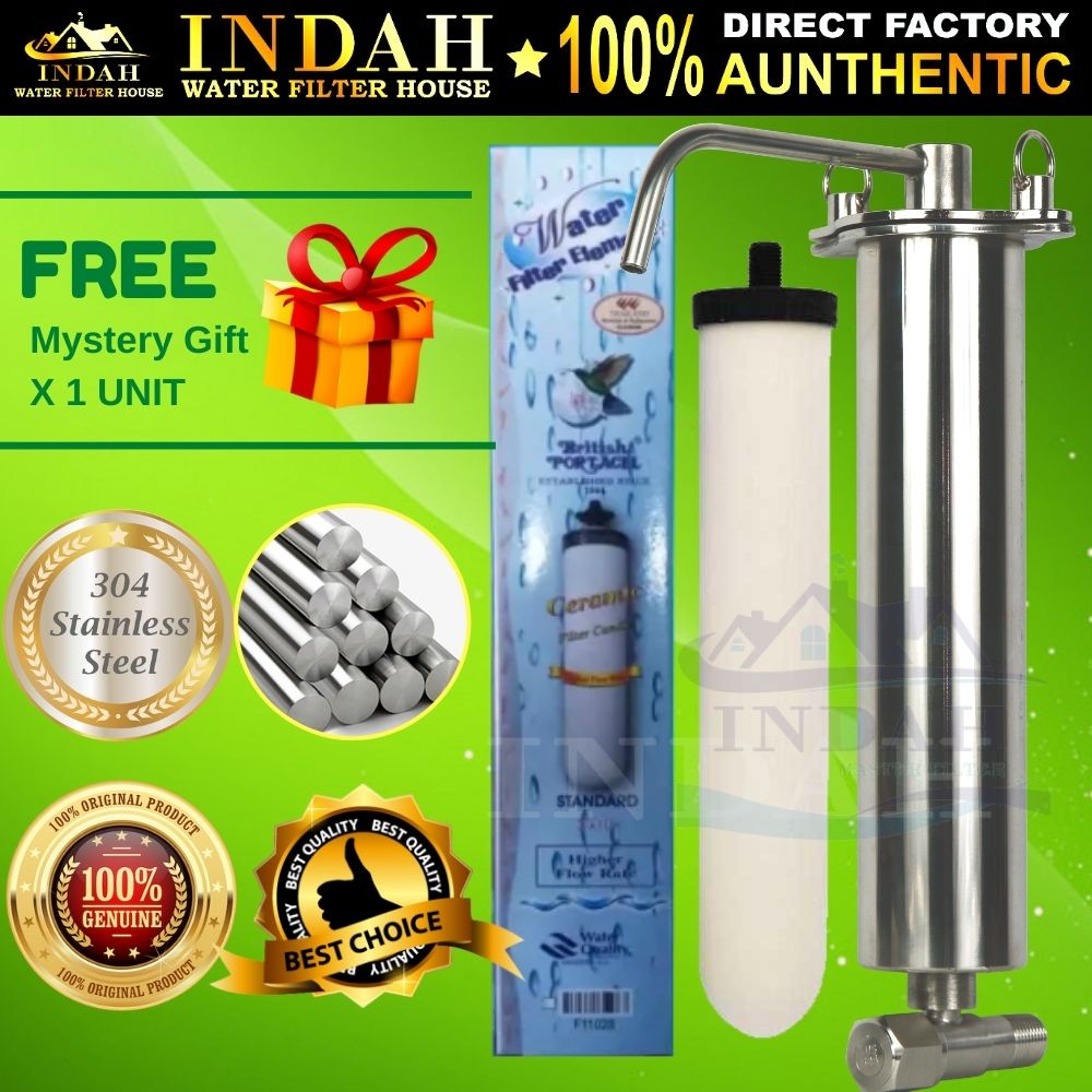 INDAH 304 Stainless Steel Housing Set With British Portacel Ceramic